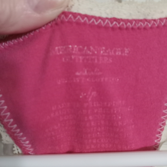American Eagle Outfitters Pink Tank Top with Lace Trim - Picture 3 of 3